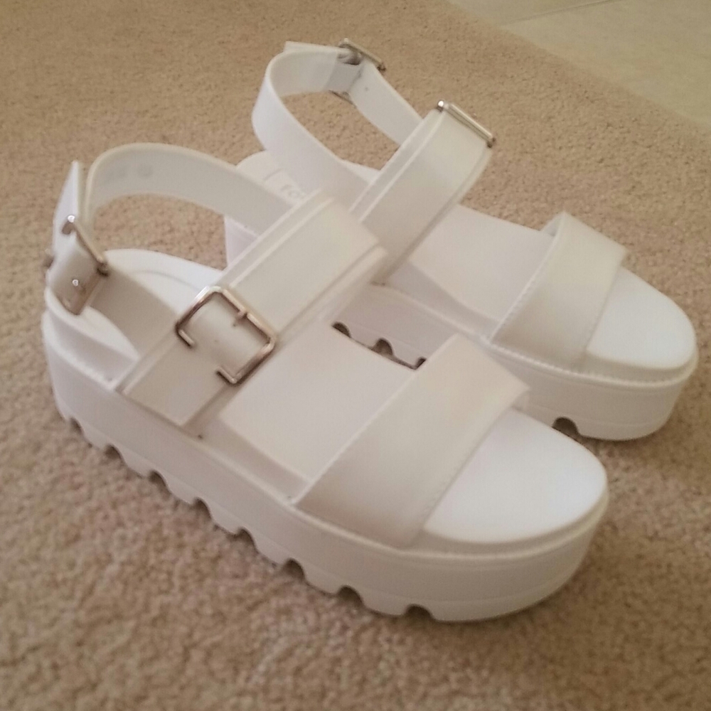 Nasty Gal White Platform Sandals